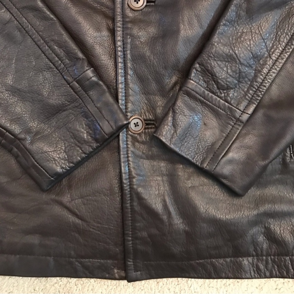 Gap Brown Leather Jacket Coat Adult Size Small Insulated Quilted Lining Mens - Picture 6 of 13